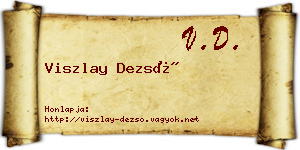 Viszlay Dezső névjegykártya